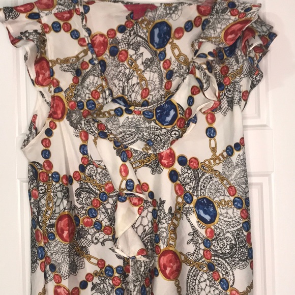 🆕Ruffle trim Silk women’s Top Sunny Leigh Size  XL - Picture 6 of 11